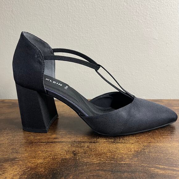 Anne Klein Barclay Pumps 7 M Black T-Strap Block Heel Almond Toe Comfort Chic - Picture 5 of 11